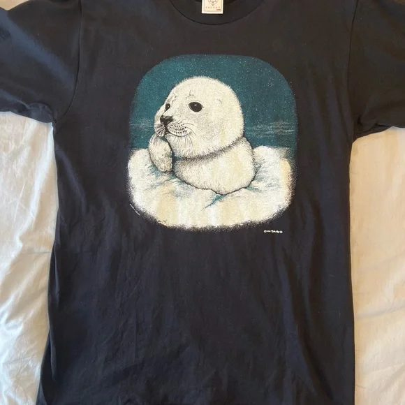 Michael Eastman Vintage 1992 Seal Graphic T-Shirt - Picture 2 of 8